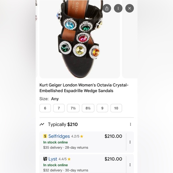 KURT GEIGER ~ Colorful Gemstone Embellished Black Wedge Espadrilles size 9.5 - Picture 8 of 10